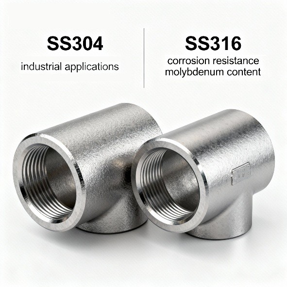 Difference Between SS304 and SS316 Stainless Steel Pipe Fittings – Which Grade to Choose? 2 SS304 industrial applications and SS316 corrosion resistance molybdenum content