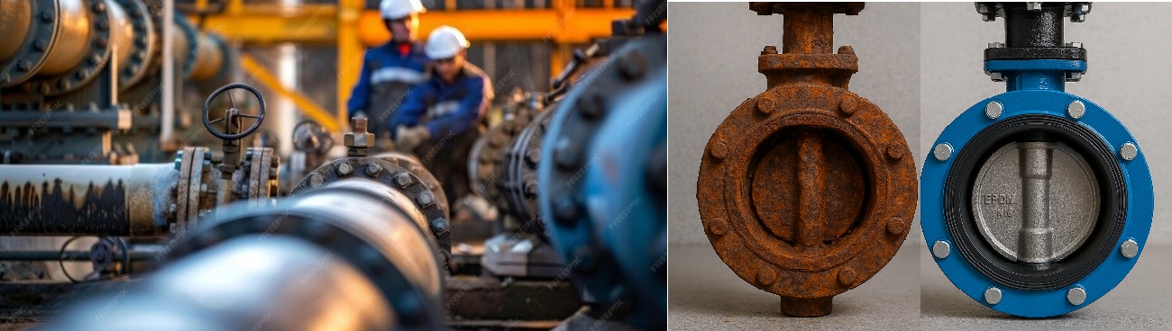 How Modern EPDM-Lined Butterfly Valves Replaced Aged, Leaking Valves and Restored Reliability in Chile’s Municipal Water & Wastewater Network a Case Study 2 Installation of EPDM-lined ductile iron butterfly valves replacing leaking valves in Chile municipal water network