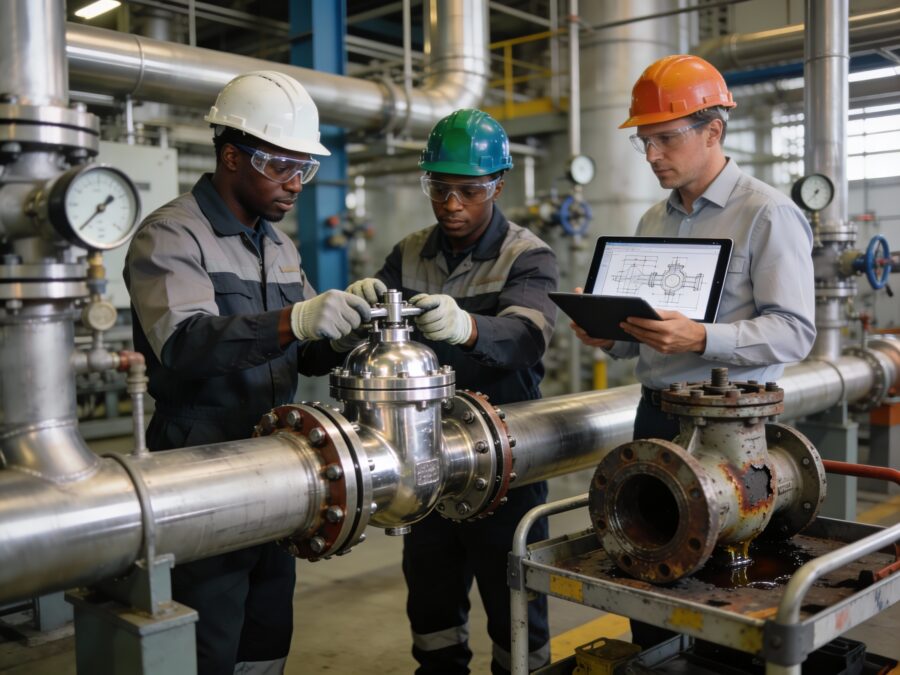 Ball Valve Failure Analysis in a Chemical Plant 3 New SS316 3-piece flanged ball valve installaion in chemical plant pipeline