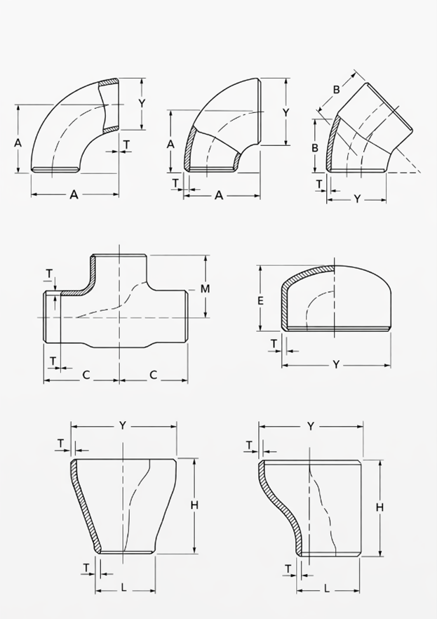 ASME B16.9 Pipe Fittings Dimensions 3 pipe outer diameter