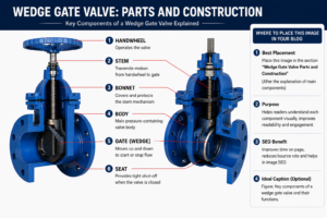 Wedge Gate Valve Types, Working Principle, Design, Applications & Selection Guide 2 wedge gate valve parts and consuction