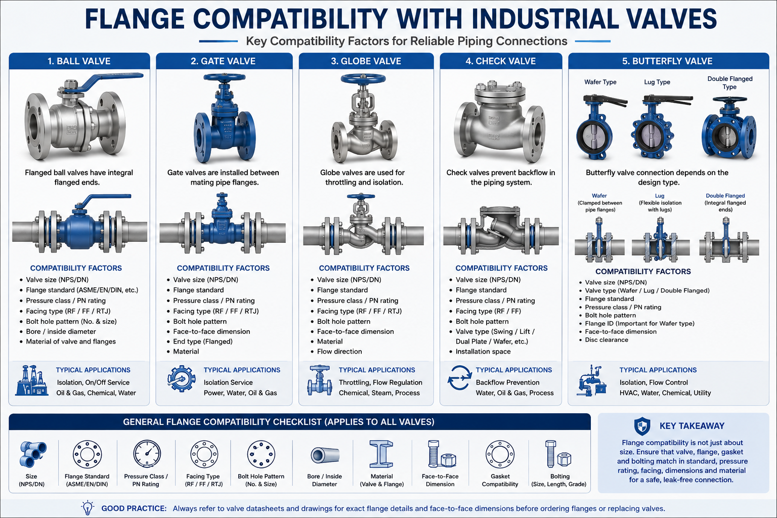 Flange Compatibility Guide: Pipe, Valve, Gasket & Bolting 6 Flange compatibility with ball gate globe check and butterfly valves