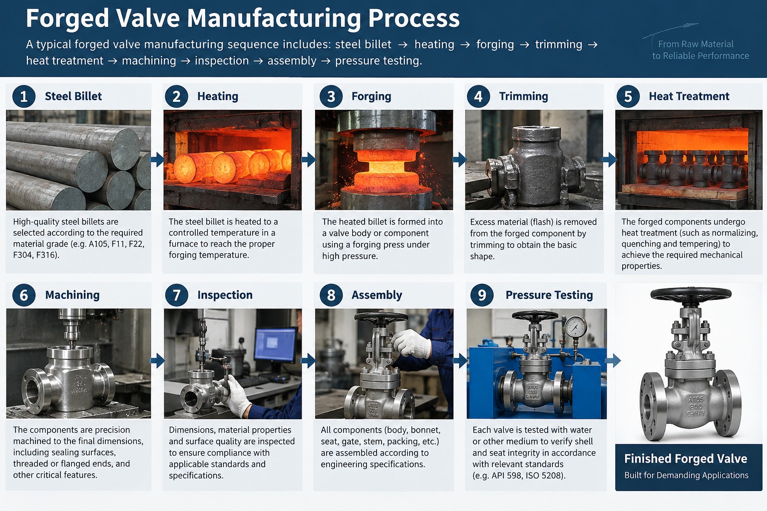 Forged steel gate valve manufacturing process comparison