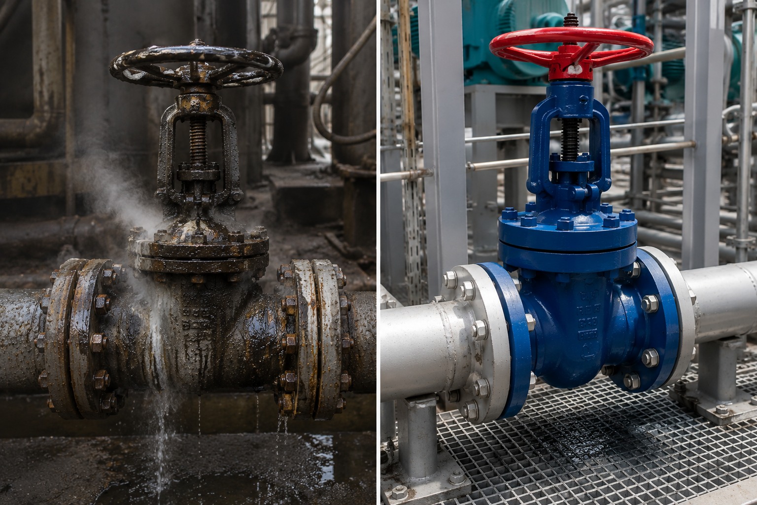 High-pressure steam gate valve installed in an industrial steam line