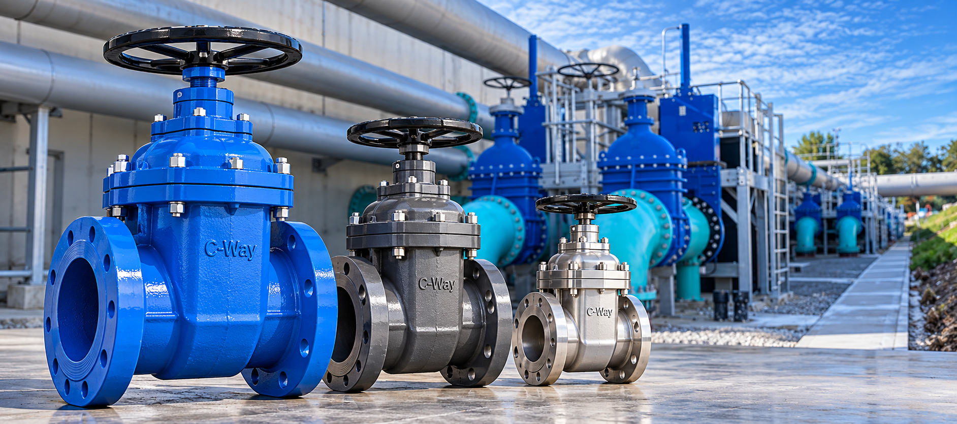 Non-Rising Stem Gate Valves installed at a water treatment facility