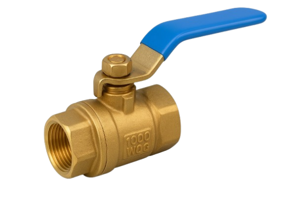 Forged Brass One Piece Ball Valve with Chrome Plated Ball and PTFE Seats for Water, Oil, Gas Service