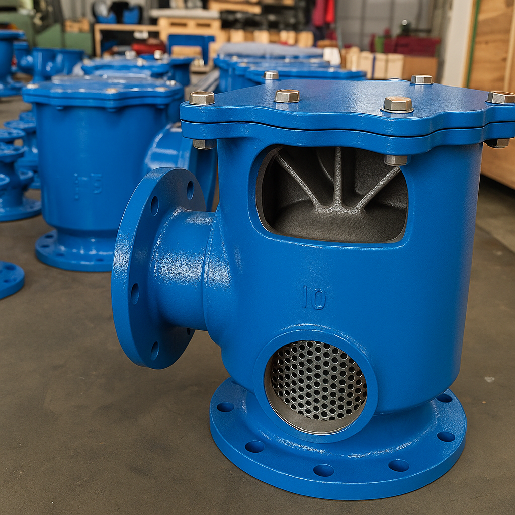 High-detail image of suction strainer for fluid systems