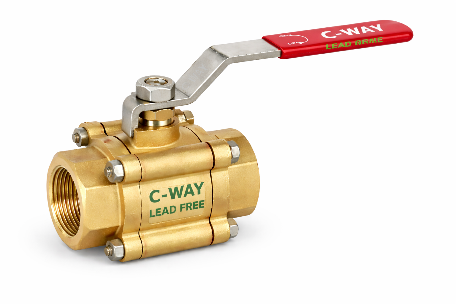 Lead Brass Screw Both end Female Threaded NPT BSP BSPT Three Piece Ball Valve