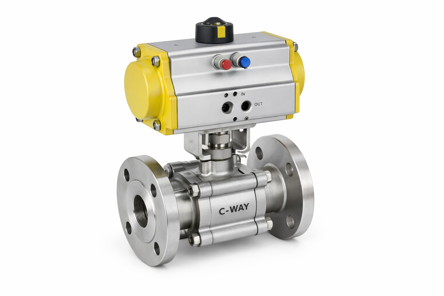 pneumaticDouble Acting three piece Stainless steel ball valve Flanged end